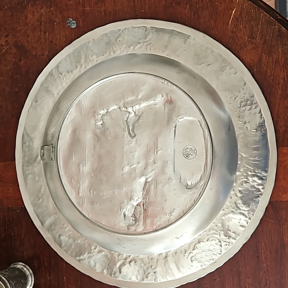 Vintage German Pewter Plate, Glasses and Candle Holder - Picture 3 of 15